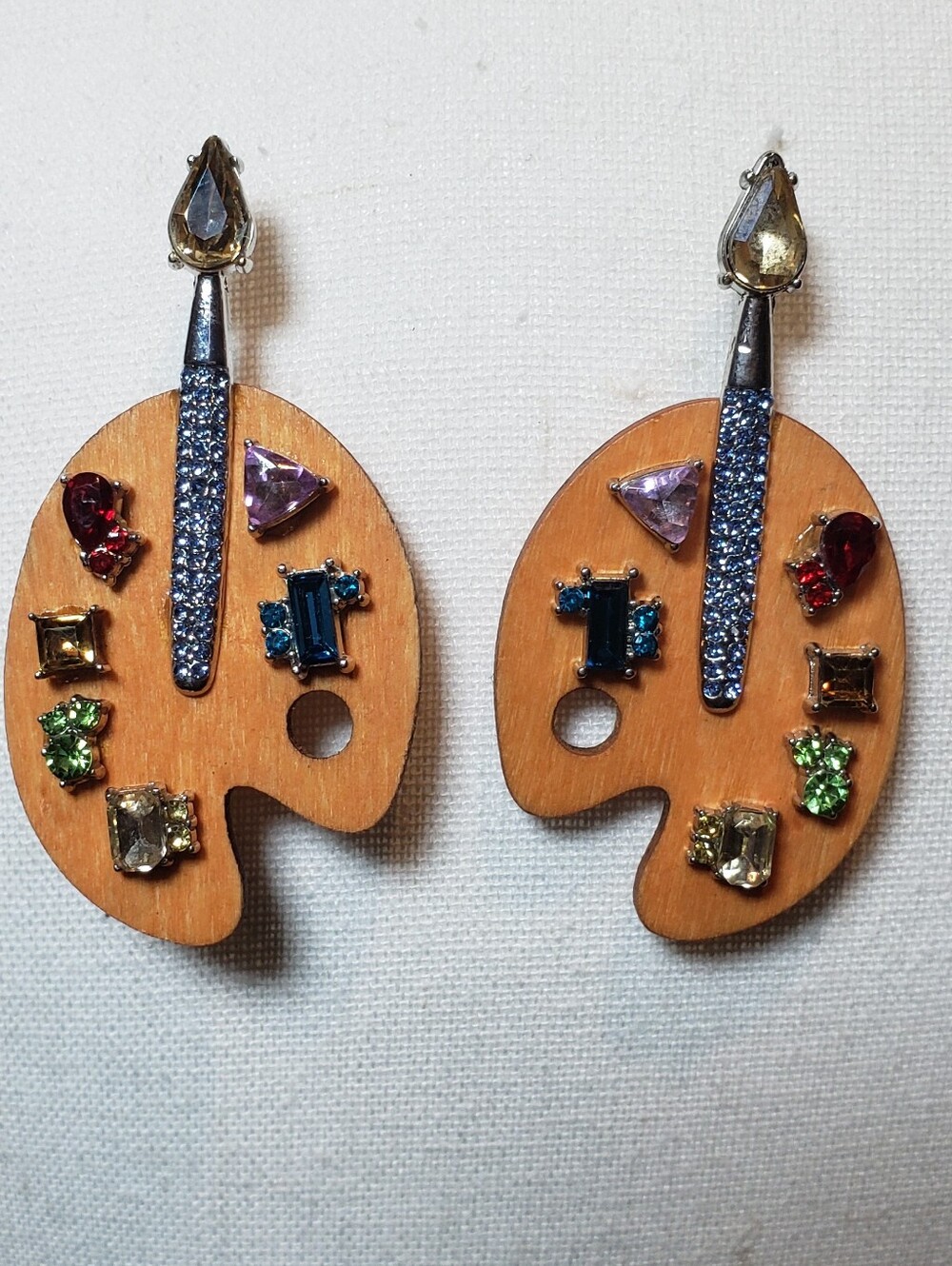 Art Palette Drop Earrings with Multicolor Gem Accents
